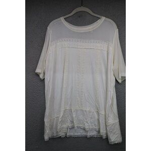 LOGO Lavish Short Sleeve Silky Blouse-Large-Lace Mesh-Cottagecore-Romantic